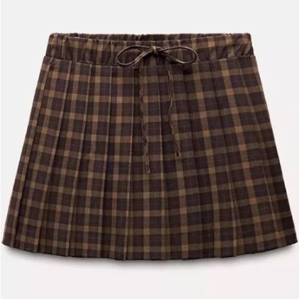 Zara Plaid Brown Mini Skirt